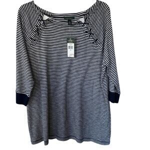 Lauren Ralph Lauren Cotton striped top criss-cross shoulder detailing size 2X